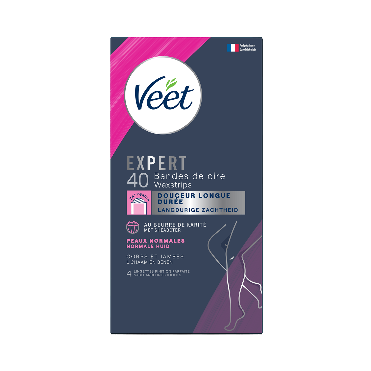 Veet Expert Bandes de cire froide pour peaux normales – Jambes & Corps x40 | Veet